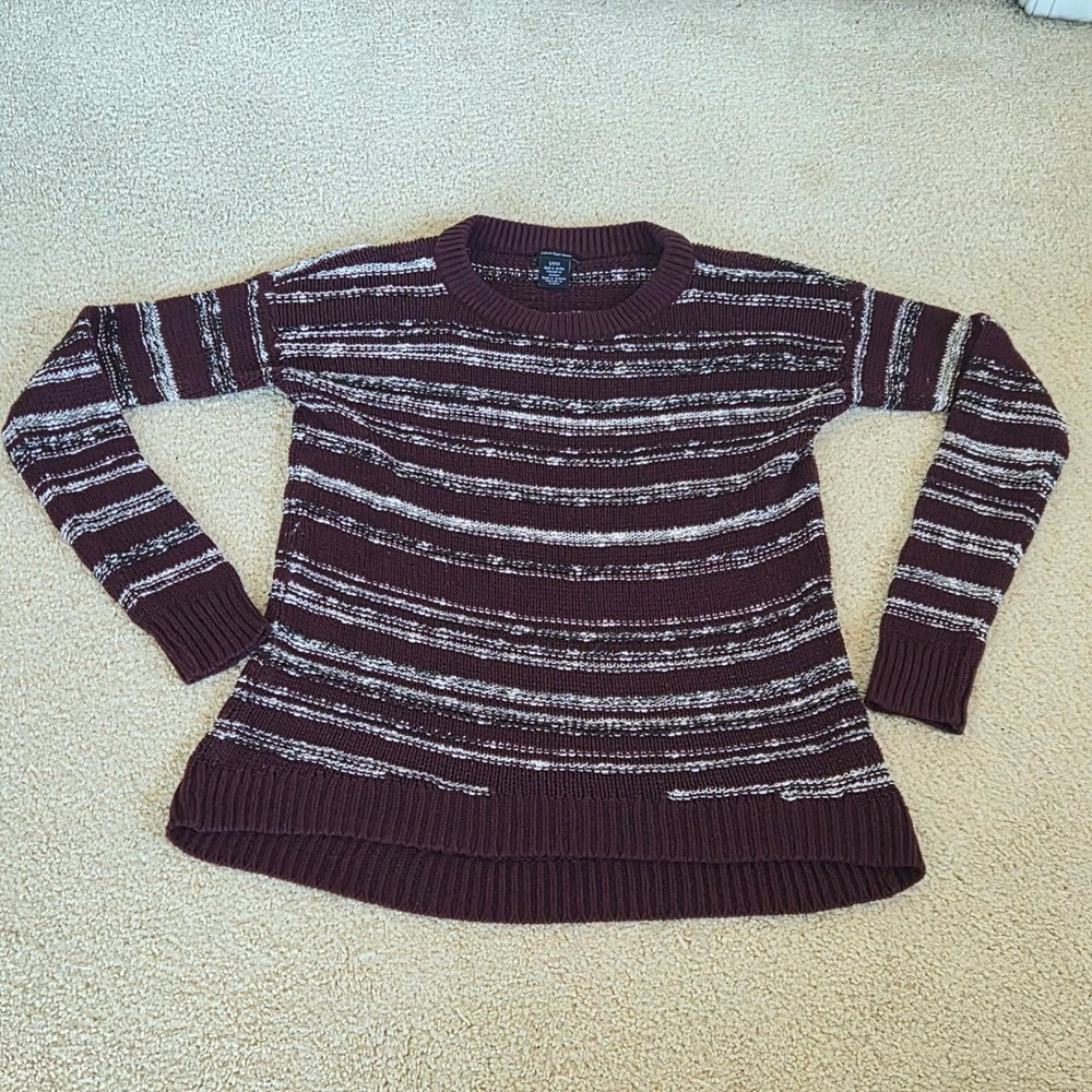 Calvin Klein Jeans Striped Chunky Knit Sweater Small Plum Dark Academia Cozycore